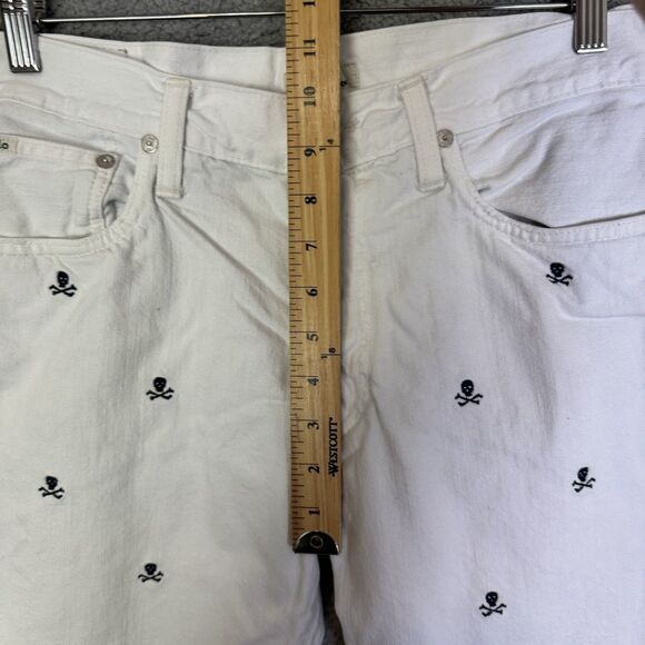 S Polo Ralph Lauren Jeans Mens 33x29 Varick Slim White Skull Allover Embroidery - Picture 8 of 13